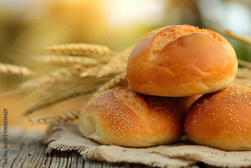 Aufkleber freshly baked loaf of bread. background image. created with generative ai technology.