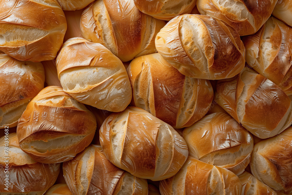 Aufkleber close up of fresh baked bread buns. background image. created with generative ai technology.