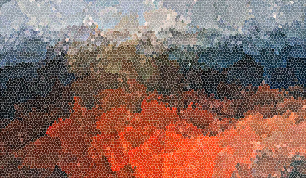 layered shadow blended abstract mosaic effect image file gradient dark ash blue pale red orange yellow ashes color wall mural background backdrop	
