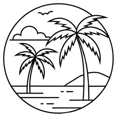      Beautiful seaside view with some coconut palm.
