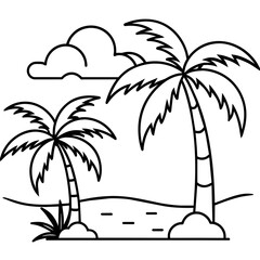      Beautiful seaside view with some coconut palm.
