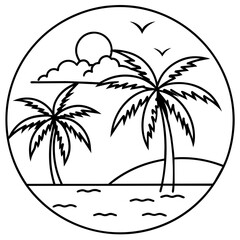      Beautiful seaside view with some coconut palm.
