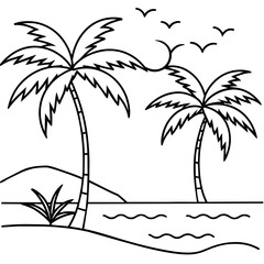      Beautiful seaside view with some coconut palm.
