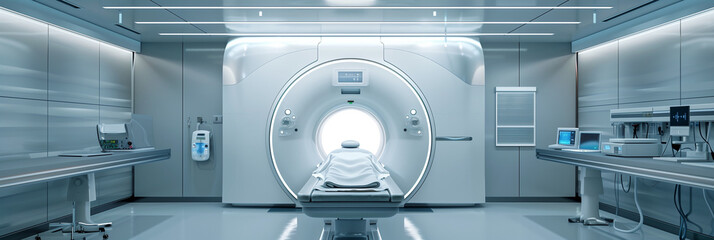 Advanced device for diagnosis using magnetic resonance imaging (MRI) or computed tomography (CT) in a hospital laboratory, - obrazy, fototapety, plakaty