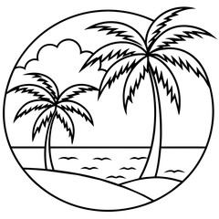      Beautiful seaside view with some coconut palm.
