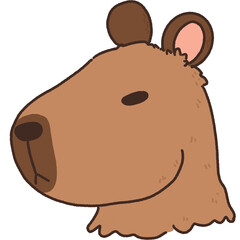 Cartoon Cute Capybara Head Illustration