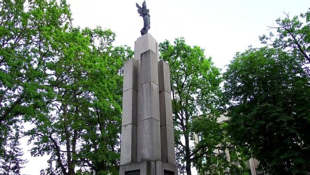 Freedom statue in square in Kaunas, Lithuania