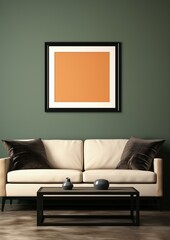 Living room with sofa and orange frame chair home interior luxury