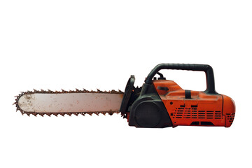 Naklejka premium Rusty Orange Chainsaw on Checkered Background