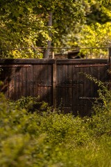 Old wooden gate into a farm