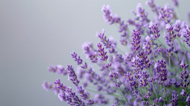 Lavender flowers bloom with purple hues in a tranquil garden setting