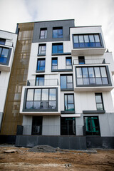 construction of residential buildings, modern glass buildings. perspective view of modern buildings