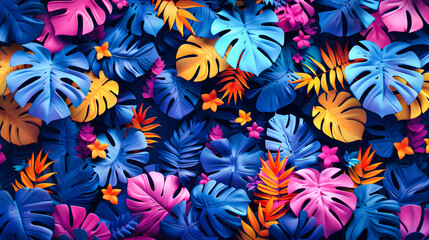 Exotic Paradise, Seamless Tropical Floral Pattern, Bright and Bold Summer Print Design