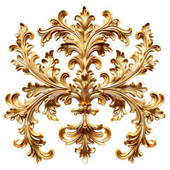 Golden Baroque Ornament isolated on transparent background