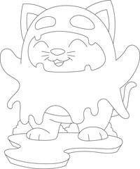 Cat Halloween Ghost Animal Vector Graphic Art Illustration