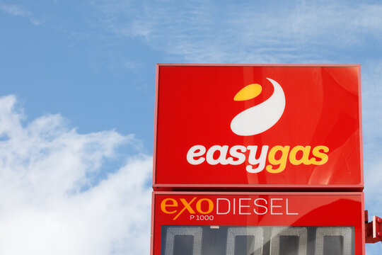 Santander, Spain - April 8, 2024: Close-up of the sign of the Easygas fuel service station network