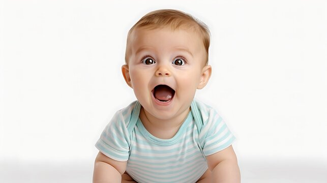 surprised happy cute baby, png file of isolated cutout object on transparent background.