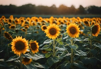 Vibrant sunflowers on a sunny field, AI-generated.