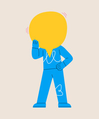 Woman holding large speech message bubbles with instead of heads. Colorful vector illustration