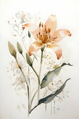 AI generated illustration of a vibrant painting of a floral arrangement on a white background