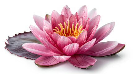 pink waterlily or lotus flower isolate on white background
