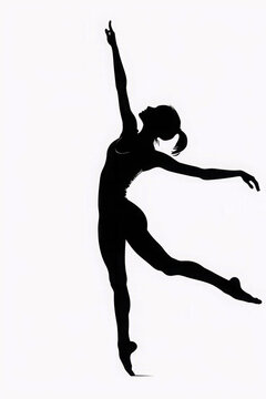 Female dancer gymnast silhouette image on white background. Generative AI. 