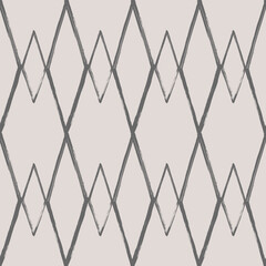 Argyle pattern from brush strokes. Vector diamond background. Seamless ornament