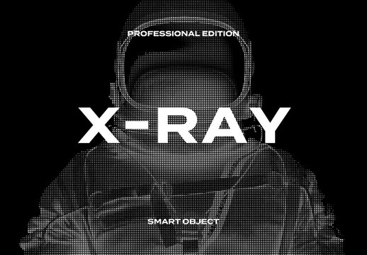 X-RAY Black White Pixel Art Invert Photo Effect Paper Texture Template Mockup Overlay Style