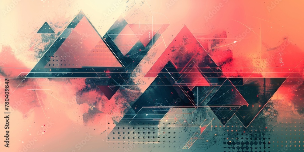 Sticker An artistic abstract background with geometric shapes, symbolizing technology