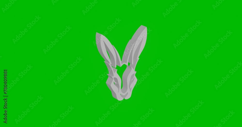 Poster animation of rotation of a white hare's head symbol with shadow. simple and complex rotation. seamle