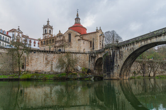 The Ponte de Sao Goncalo Bridge, Amarante Portugal. The iconic bridge is located on the Tamrga river at Amarante Portugal.