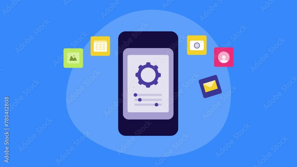 Poster mobile application management from setting option, control app permission. smartphone technology. vi