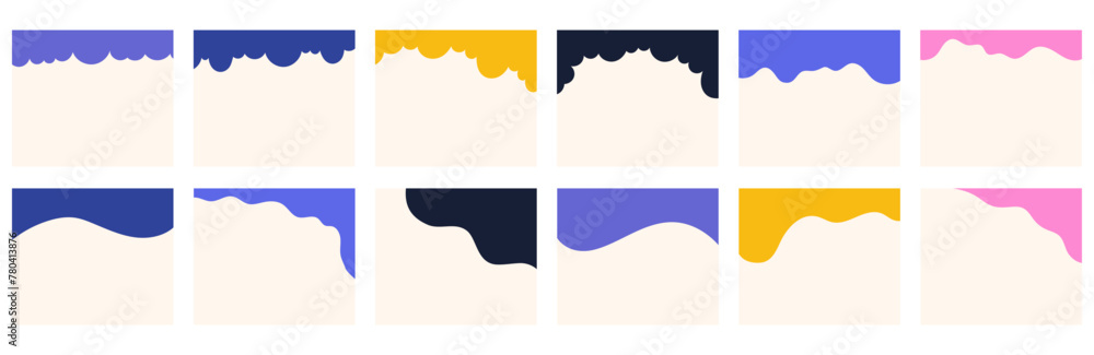 Wall mural assortment of diverse shapes for header or footer on square posts or websites. ornamental divider fo