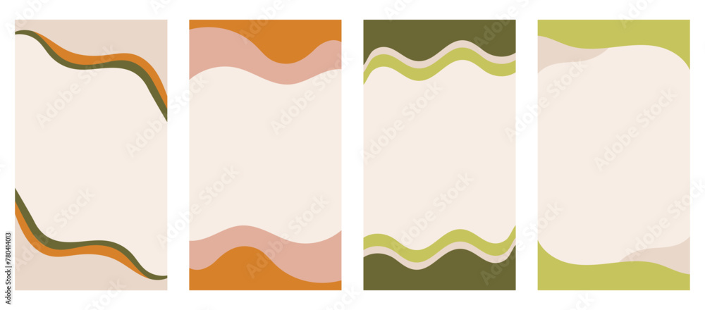 Wall mural set of different shapes for headers and footers in vertical stories, promo site. decorative border s
