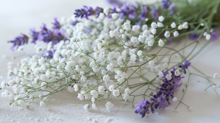 A bouquet of baby's breath flowers 