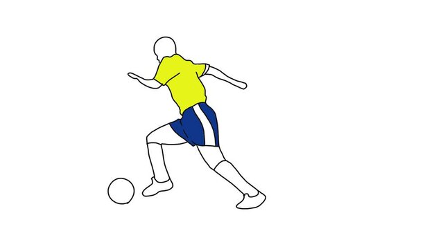 rotoscope animation of football player dribbling ball
