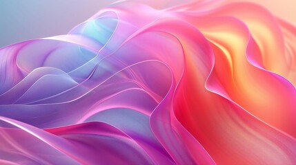 Obraz premium Serene Cascades: Layers of minimalist 3D waves cascade with tranquility, inviting viewers to unwind and find peace.