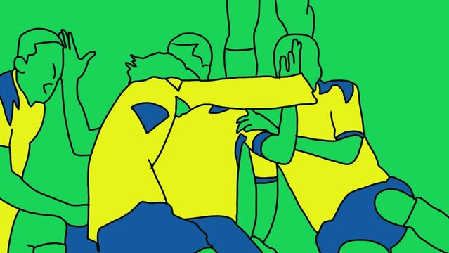 football player scoreing goal rotoscope animation