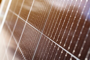 Solar panel photovoltaic cells, close up