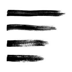 Black brush stroke set. Hand drawn ink spots isolated on white background. 