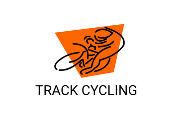 Track Cycling sport vector line icon. sportman with Track Cycling's bike. sign. sport pictogram illustration