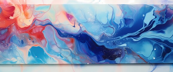 A symphony of shimmering glitters and bright hues unfolds, casting a spellbinding spell in this mesmerizing marble ink abstract scene. - obrazy, fototapety, plakaty