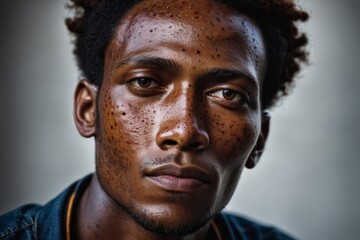 AI generated illustration of a portrait of a man with birthmarks - obrazy, fototapety, plakaty