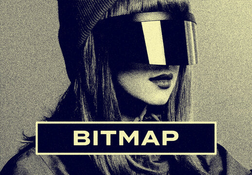 Bitmap Pixel Art Display Screen Photo Effect Paper Texture Template Mockup Overlay Style