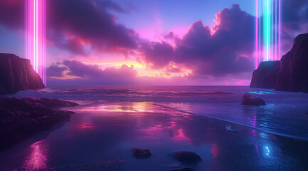 Beautiful colorful sunset over the ocean