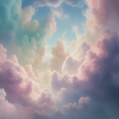AI generated illustration of the fluffy clouds in the sky - obrazy, fototapety, plakaty