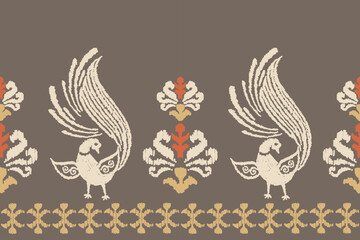 Ethnic ikat seamless pattern in tribal. Aztec geometric ethnic ornament print. Ikat pattern style. Design for background, wallpaper, illustration, fabric, clothing, carpet, textile, batik, embroidery.