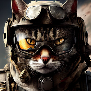 portrait of a cat army