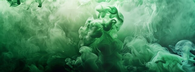 Fototapeta na wymiar Smoke texture render background, green to dark green fluid texture fractal background