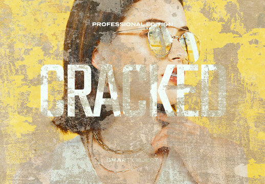 Cracked Peel Off Grunge Wall Concrete Photo Effect Paper Texture Template Mockup Overlay Style